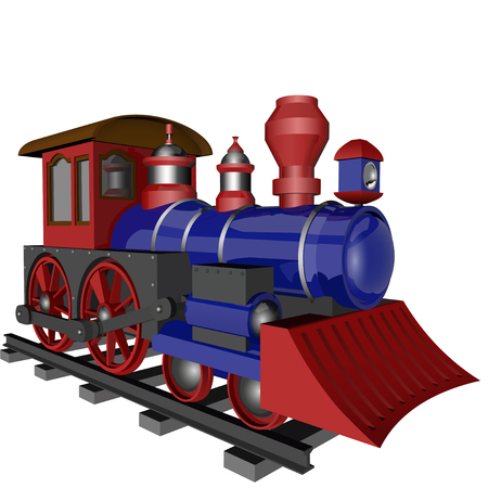 colorful 3d locomotive on railsのイラスト素材