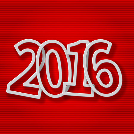 Number 2016.Colorful 2016 new year greeting on a red backgroundのイラスト素材