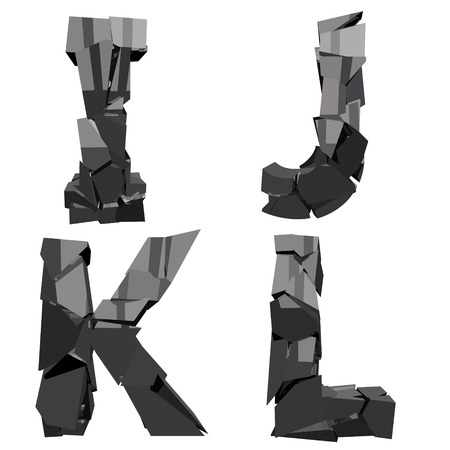 a set of four letters brokenのイラスト素材