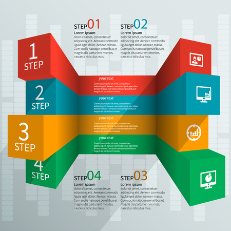 vector abstract 3d paper infographic elementsのイラスト素材