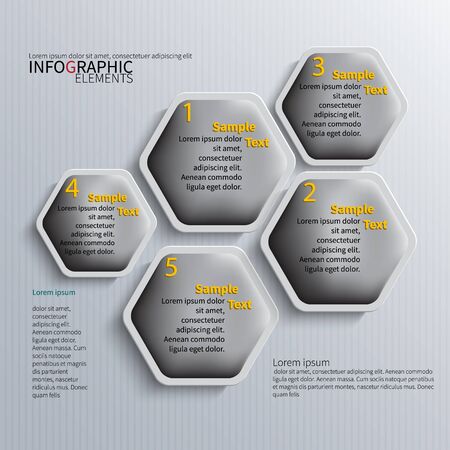 vector abstract 3d paper infographic elements.Hexagon infographics.Honeycomb designのイラスト素材