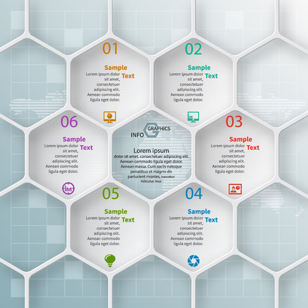 vector abstract 3d paper infographic elements.Hexagon infographics.Honeycomb designのイラスト素材
