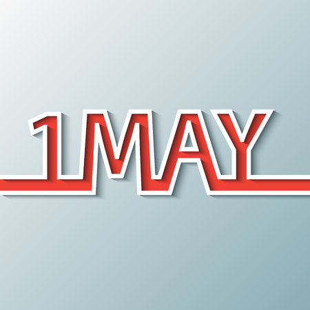 1 May. Happy Labor Day.Vector illustration on a light blue background.Labor Day logo Poster, banner, brochure or flyer design.Design elements icon labelのイラスト素材