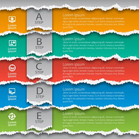 vector abstract 3d torn paper infographic elementsのイラスト素材