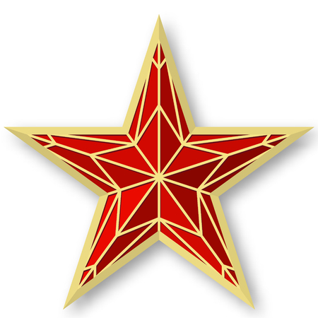 Red ruby star as on the Kremlin.Vector illustration on white background.Victory Dayのイラスト素材