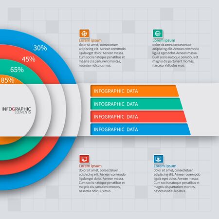 vector abstract 3d paper infographic elements.Circular infographicsのイラスト素材