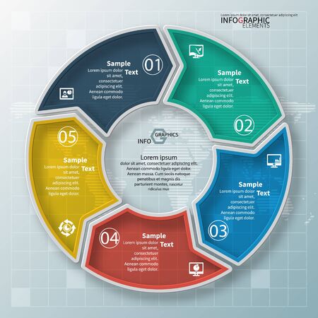 A vector abstract 3d paper infographic elements.Circular infographics illustration.のイラスト素材