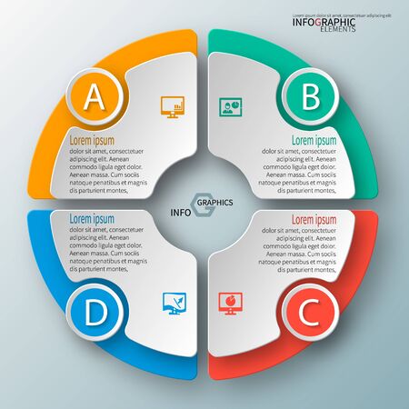 vector abstract 3d paper infographic elements.Circular infographicsのイラスト素材