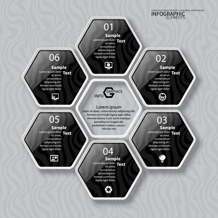 vector abstract 3d paper infographic elements.Hexagon infographics.Honeycomb designのイラスト素材