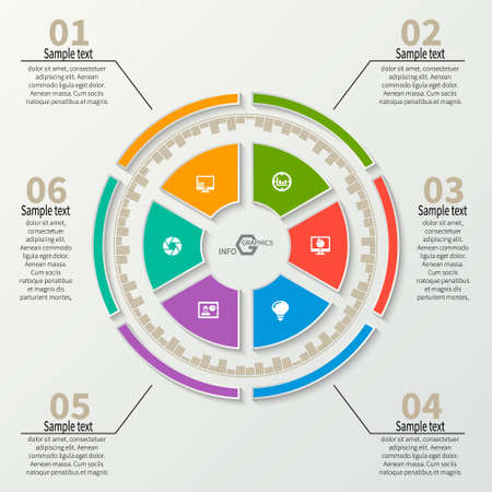 Abstract paper infographic elements. Circular infographics, vector illustration.のイラスト素材