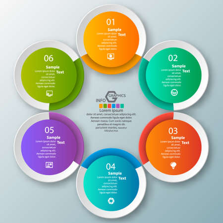 vector abstract 3d paper infographic elements.Circular infographicsのイラスト素材