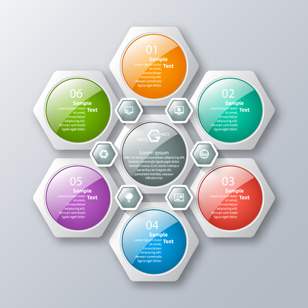 vector abstract 3d paper infographic elements.Hexagon infographics.Honeycomb designのイラスト素材