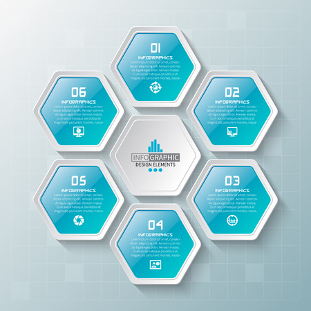 vector abstract 3d paper infographic elements.Hexagon infographics.Honeycomb designのイラスト素材