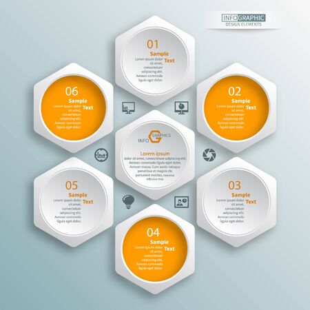 vector abstract 3d paper infographic elements.Hexagon infographics.Honeycomb designのイラスト素材