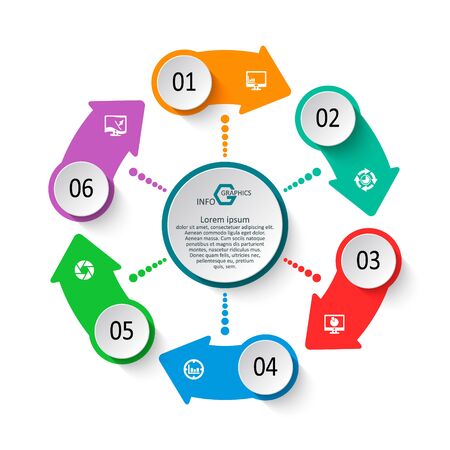abstract 3d paper infographic elements.Circular infographicsのイラスト素材