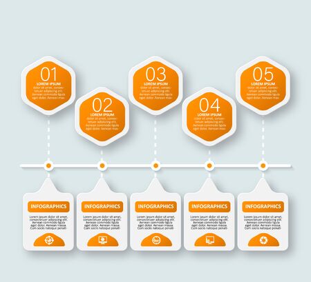 abstract 3d paper infographic elements.Hexagon infographics. Honeycomb designのイラスト素材