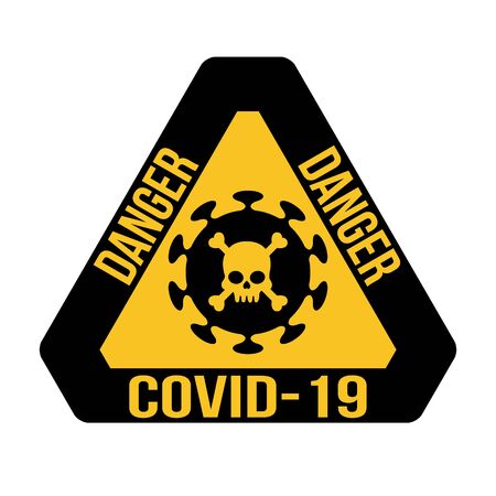 Coronavirus icon with a Yellow black sign on a white background.のイラスト素材