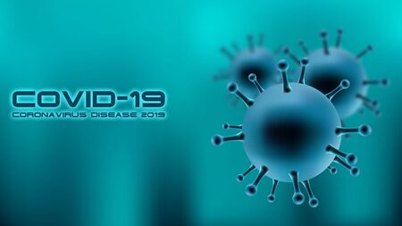 Novel coronavirus 2019-nCoV.Blue background with bacteria and the inscription coronavirus.のイラスト素材