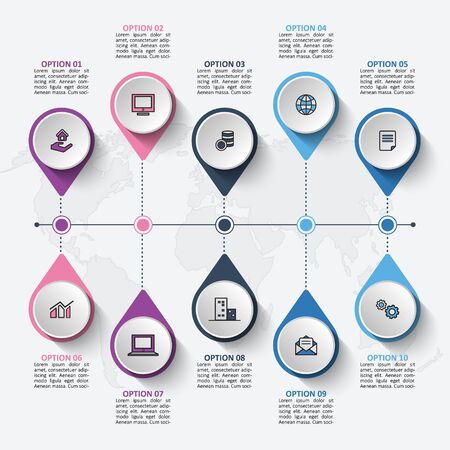 vector abstract 3d paper infographic elements.Business infographicsのイラスト素材