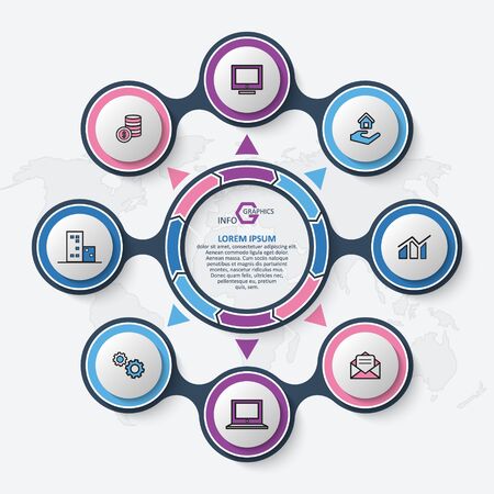 vector abstract 3d paper infographic elements.Circular infographicsのイラスト素材