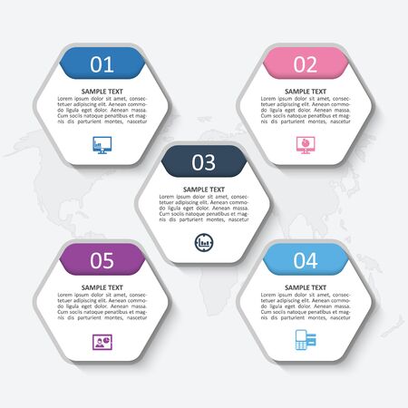 vector abstract 3d paper infographic elements.Hexagon infographics.Honeycomb designのイラスト素材