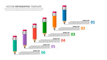 vector abstract 3d paper infographic elements.Business infographics.Infographics with pencilsのイラスト素材