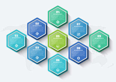 vector abstract 3d paper infographic elements.Hexagon infographics.Honeycomb designのイラスト素材