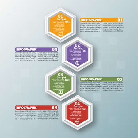 vector abstract 3d paper infographic elements.Hexagon infographics.Honeycomb designのイラスト素材