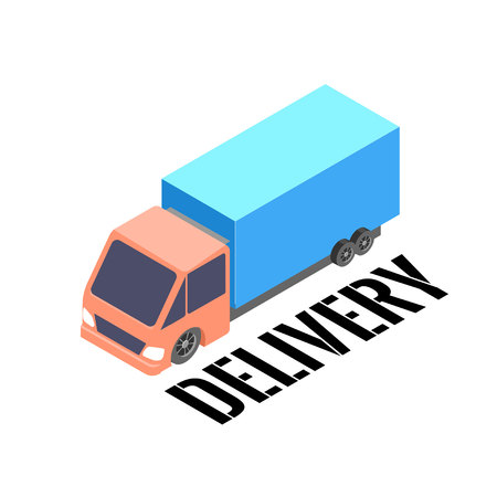 Isometric truck with blue cargo isolated on white background.のイラスト素材