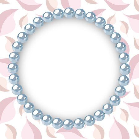 Pearl frame on textured background. Template for wedding, invitaion or greeting card. Vector illustration.のイラスト素材