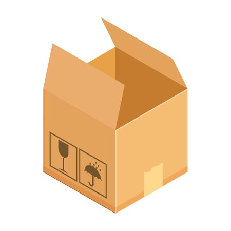 Corrugated box. Concept for cargo shipping, unpacking. Isometric vector illustration isolated on...