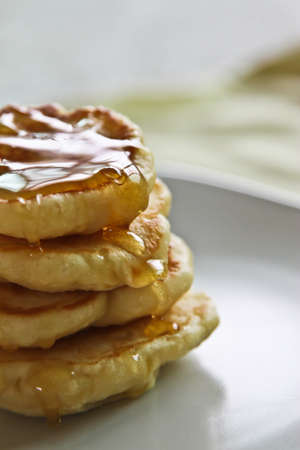 fluffy pancakes with honeyの写真素材
