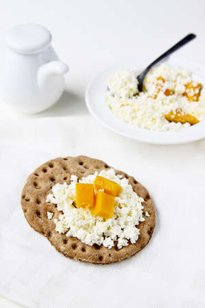 cottage cheese with mangoの写真素材