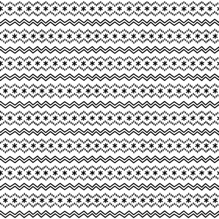 Christmas doodle snowflakes and chevron seamless pattern. Winter holiday knit sweater black and...