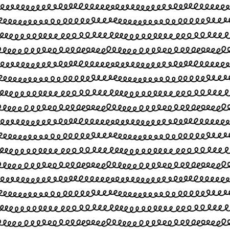 Black and white doodle streamers seamless pattern. Loopy stripes minimalist doodle pattern, gift wrapping paper, birthday party celebration background.のイラスト素材