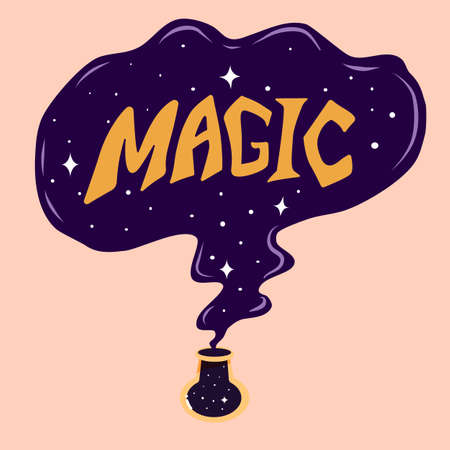 Magic lettering, cloud of poison elixir esoteric vector designのイラスト素材