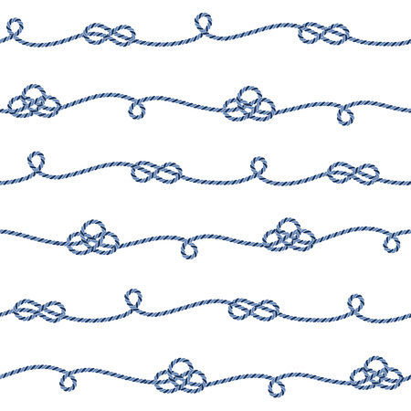 Marine seamless pattern. Parallel stripes from ropes. Nautical cartoon background.のイラスト素材