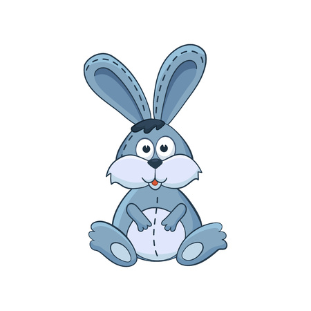 Cute cartoon animal. Stuffed bunnyn. Vector plush toy isolated on white background.のイラスト素材