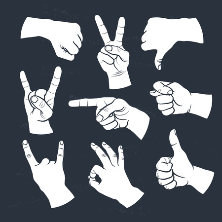 Human gestures icons. People hand signs. のイラスト素材