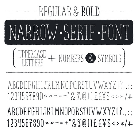 Hand drawn narrow alphabet. のイラスト素材