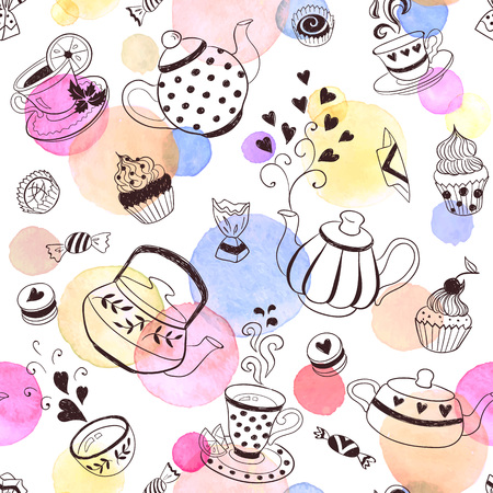 Tea time seamless pattern.のイラスト素材