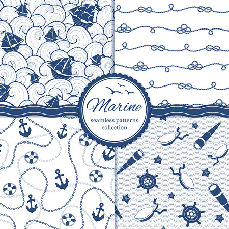 Marine vector patterns set. のイラスト素材