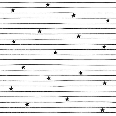 Hand drawn seamless abstract background for print on fabric or wrapping paper. Dry ink stripes isolated on white background.のイラスト素材