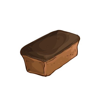 Hand drawn bread isolated on white background. Bread brick icon vector illustration in sketch style.のイラスト素材