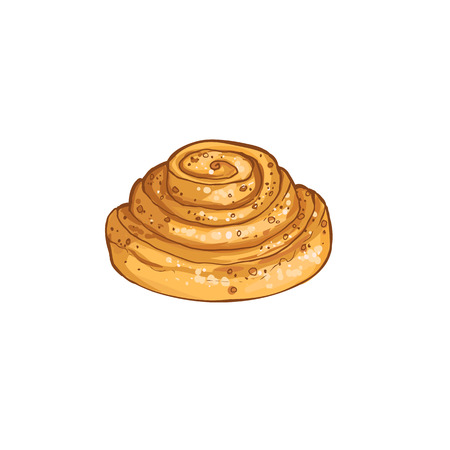 Hand drawn bread isolated on white background. Pastry icon vector illustration in sketch style.のイラスト素材