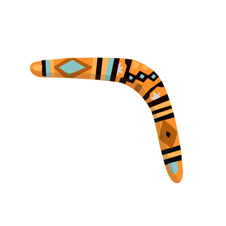 Australian boomerang in flat style isolated on white background. Symbol of Australia. Vector illustration.のイラスト素材