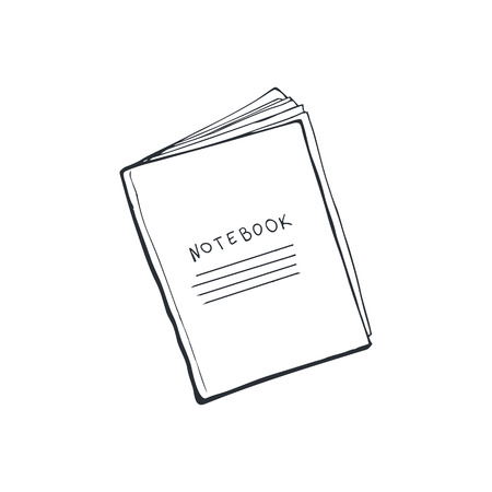 Hand drawn notebook isolated on white background. Copybook sketch vector illustration.のイラスト素材