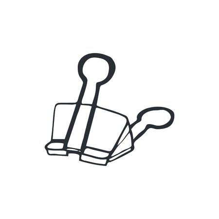 Hand drawn paperclip isolated on white background. Document binder sketch vector illustration.のイラスト素材