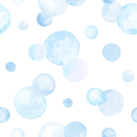 Watercolor vector texture. Aquarelle circles in pastel colors. Seamless pattern. Watercolor blue spots isolated on white background.のイラスト素材