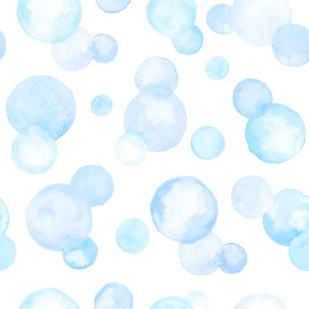 Watercolor texture. Aquarelle circles in pastel colors. Seamless pattern. Watercolor blue and golden spots isolated on white background.のイラスト素材